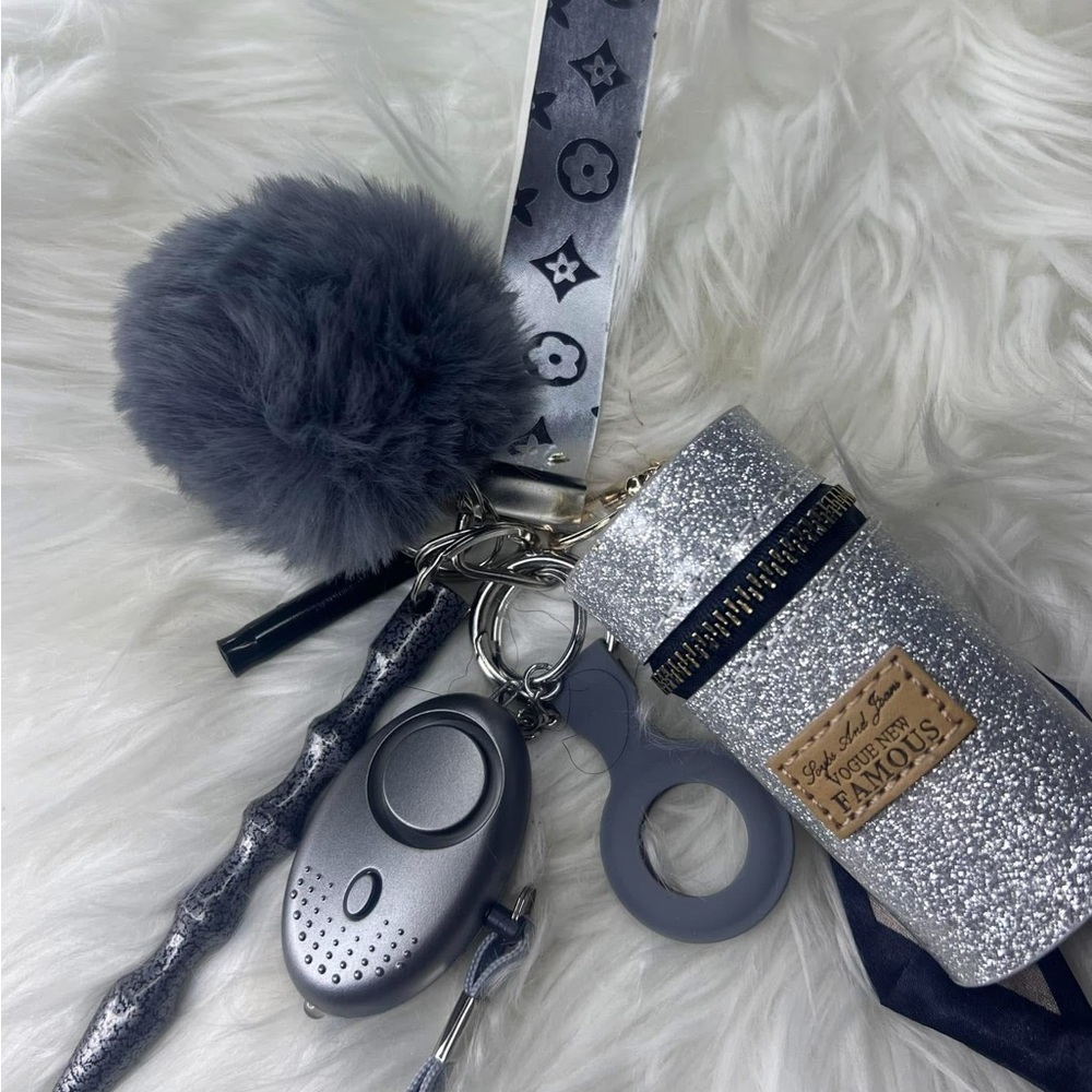 Gray and Silver Keychain Set